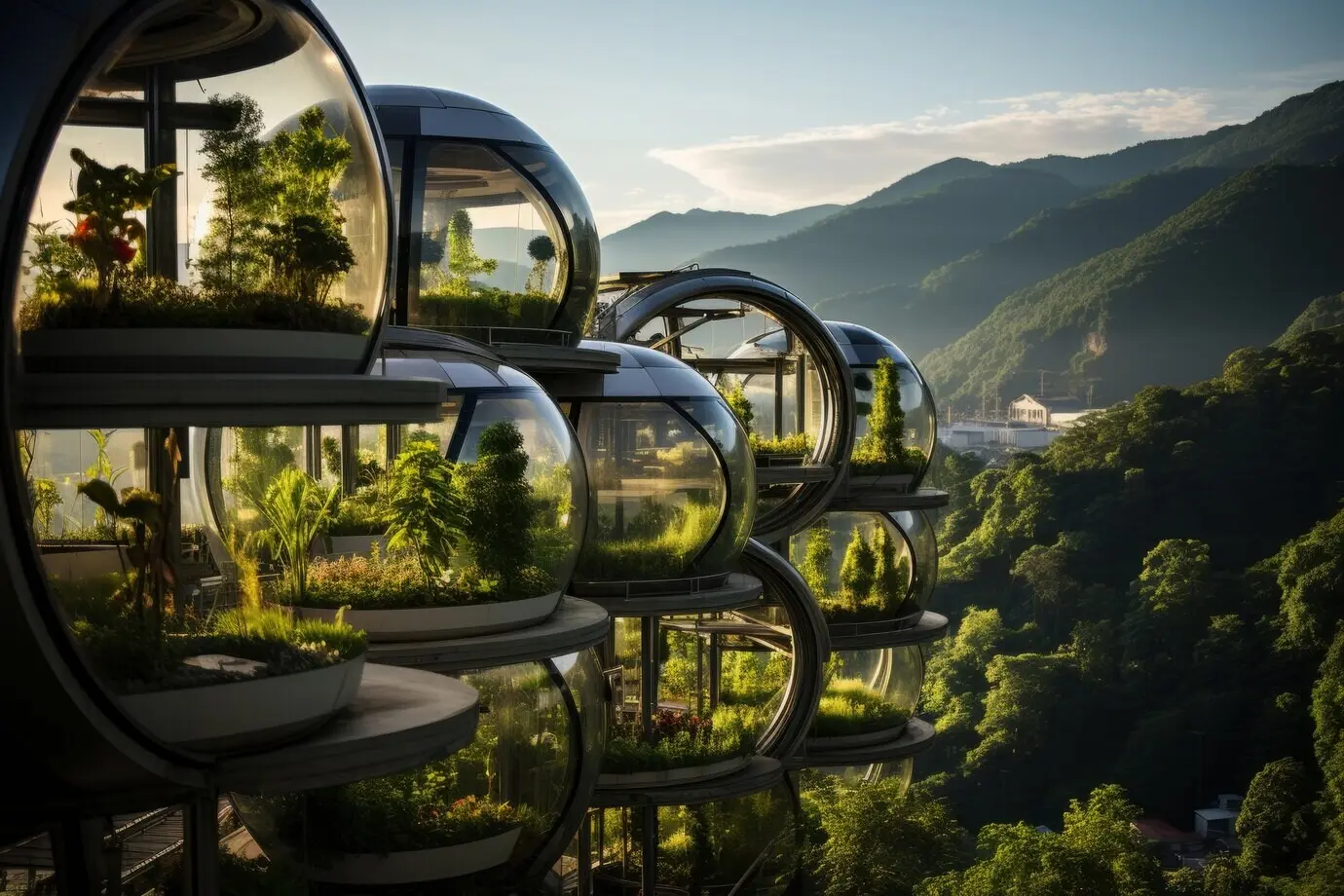 Ansicht einer futuristisch aussehenden Stadt